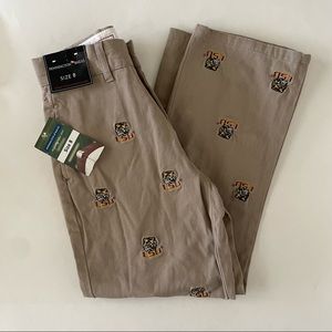 NWT LSU Tigers embroidered logo khaki stadium pants